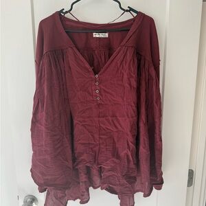 NWOT We The Free Red Long Sleeve Boxy Blouse